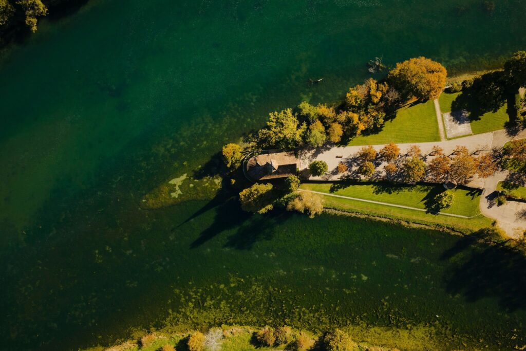 Luftaufnahme der Hochzeitslocation